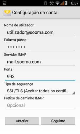 Configurar o e-mail em Android 4