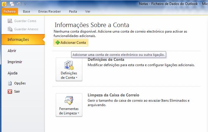 Outlook 2010 - Email Profissional Portugalmail 1